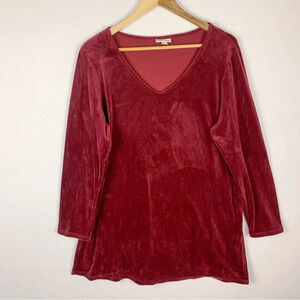 J. Jill PureJill Burgundy Red Velvet Tunic Holiday